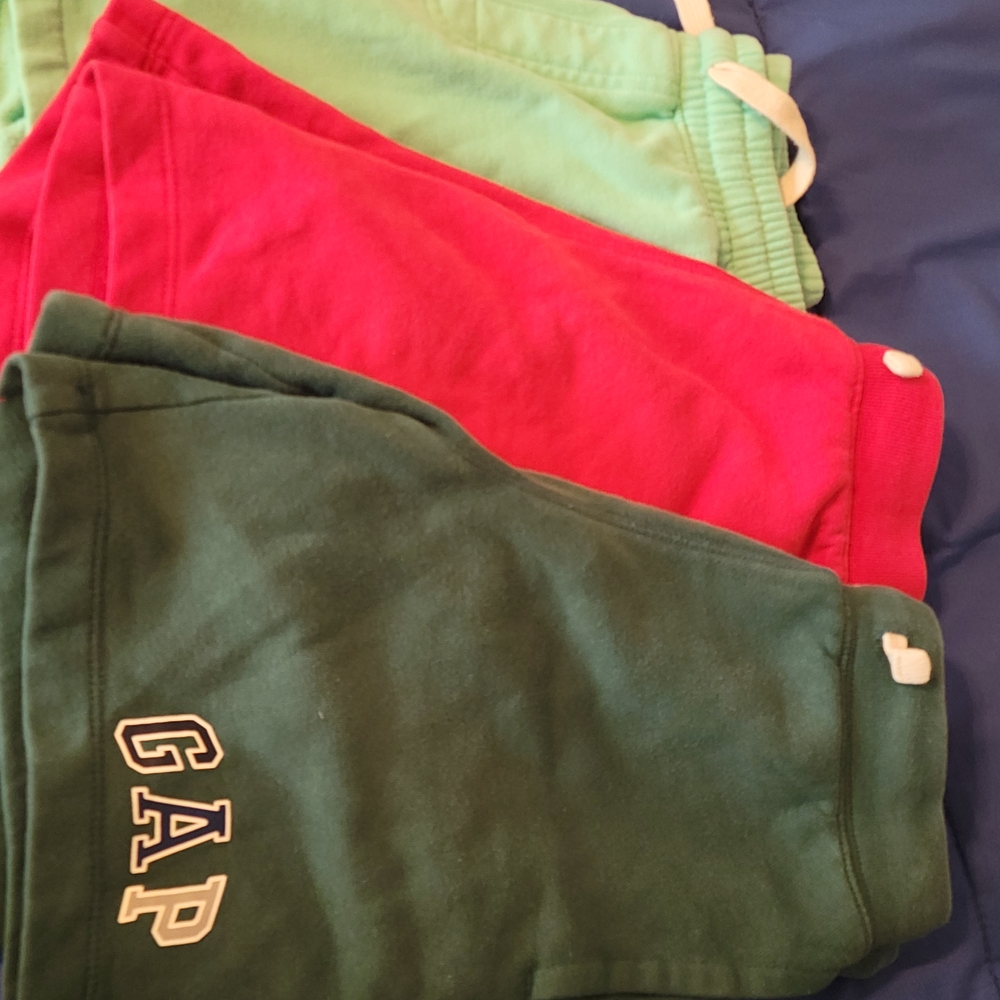 Bundle- 5 Pairs GAP Kids  Sweatshorts- Green, Red, Mint, 2 Dark Green